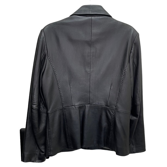 𝅺reilly OLMES R&O BLACK Soft LEATHER Blazer JACKET Lined Zip Up Pockets Y2K M - Picture 6 of 8